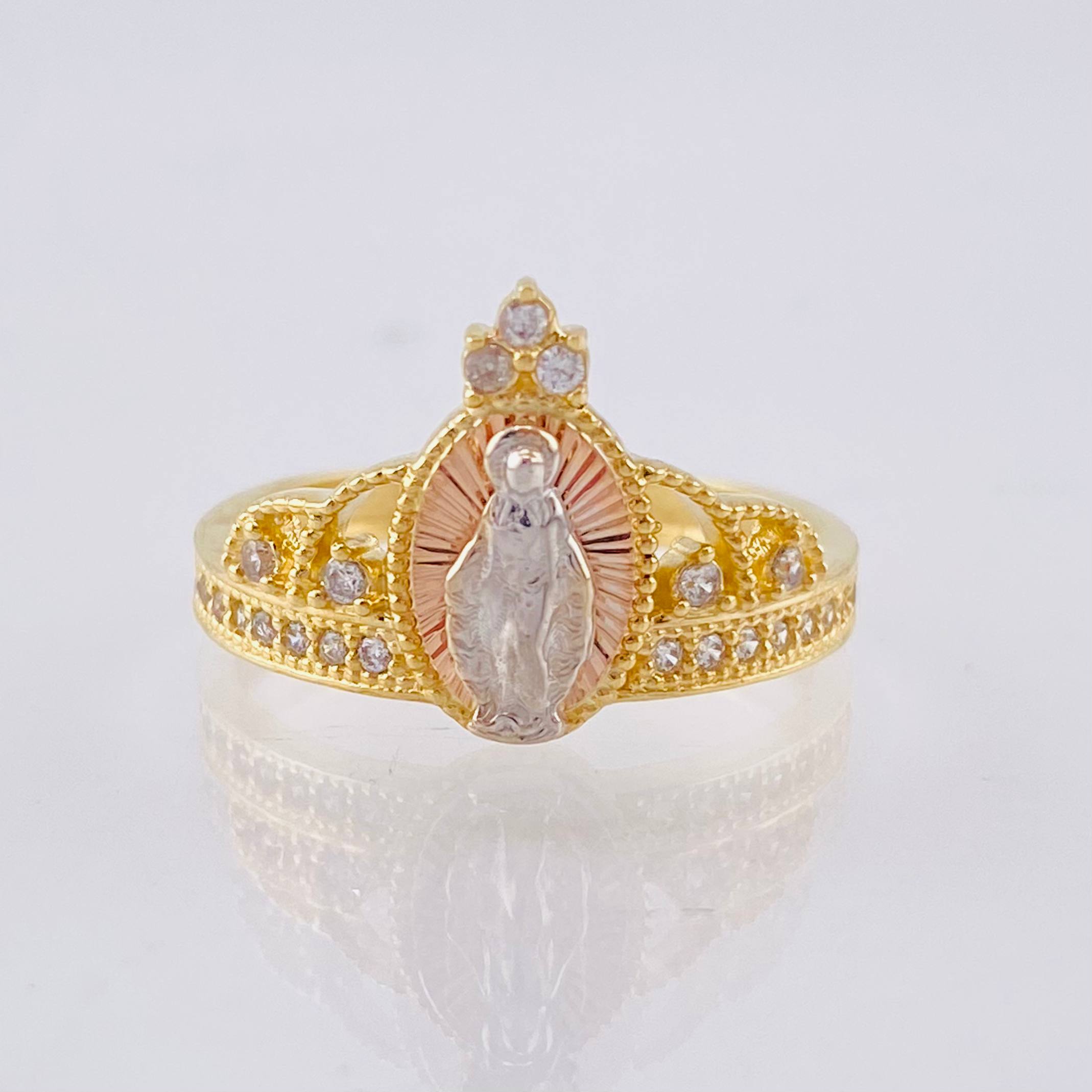 Anillo Corona Milagrosa 3.15gr / T6 3/4 / Tres Oros 18K ©
