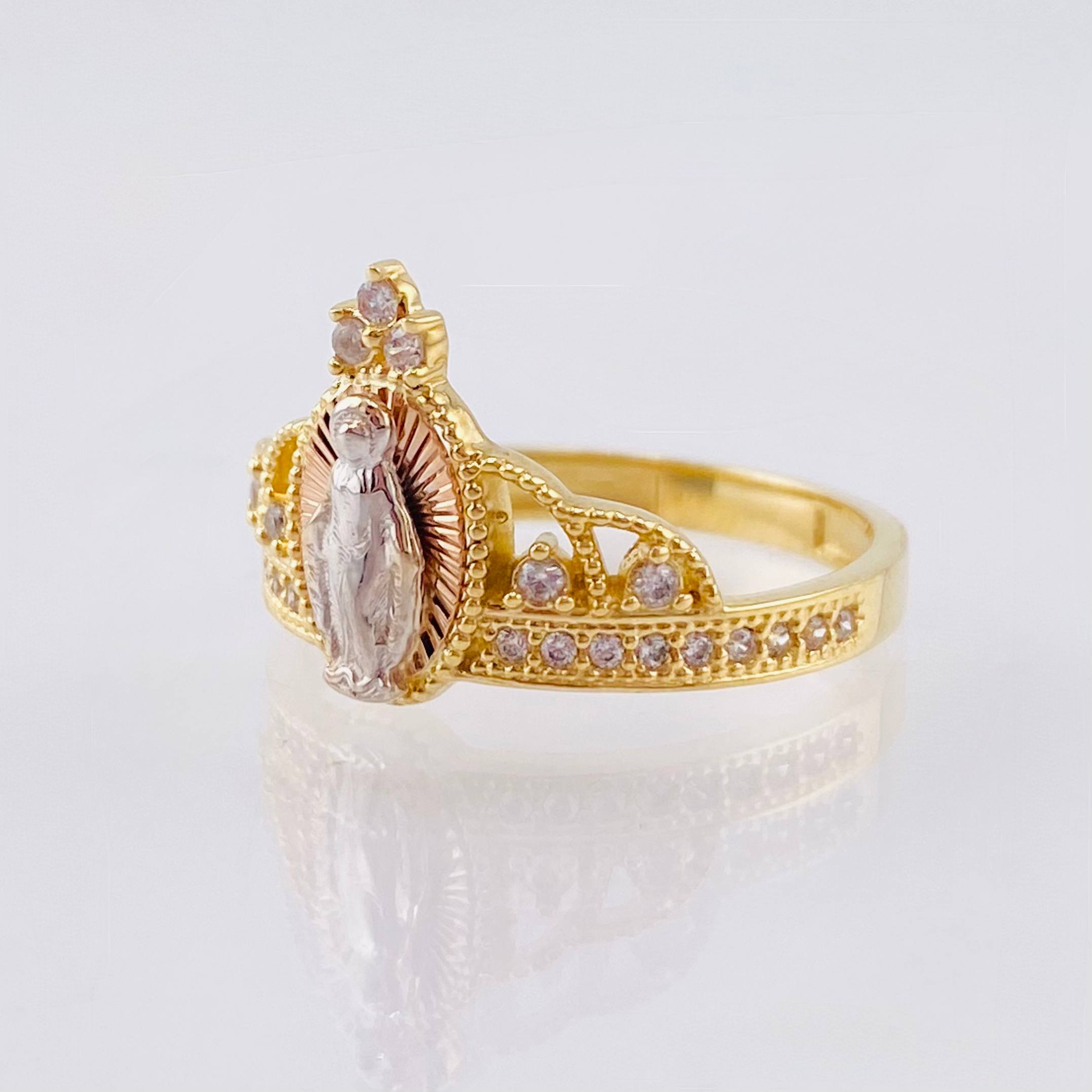 Anillo Corona Milagrosa 3.15gr / T6 3/4 / Tres Oros 18K ©