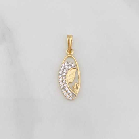 Dije Virgen 0.95g / 1 in Dos Oros Amarillo Blanco 18K