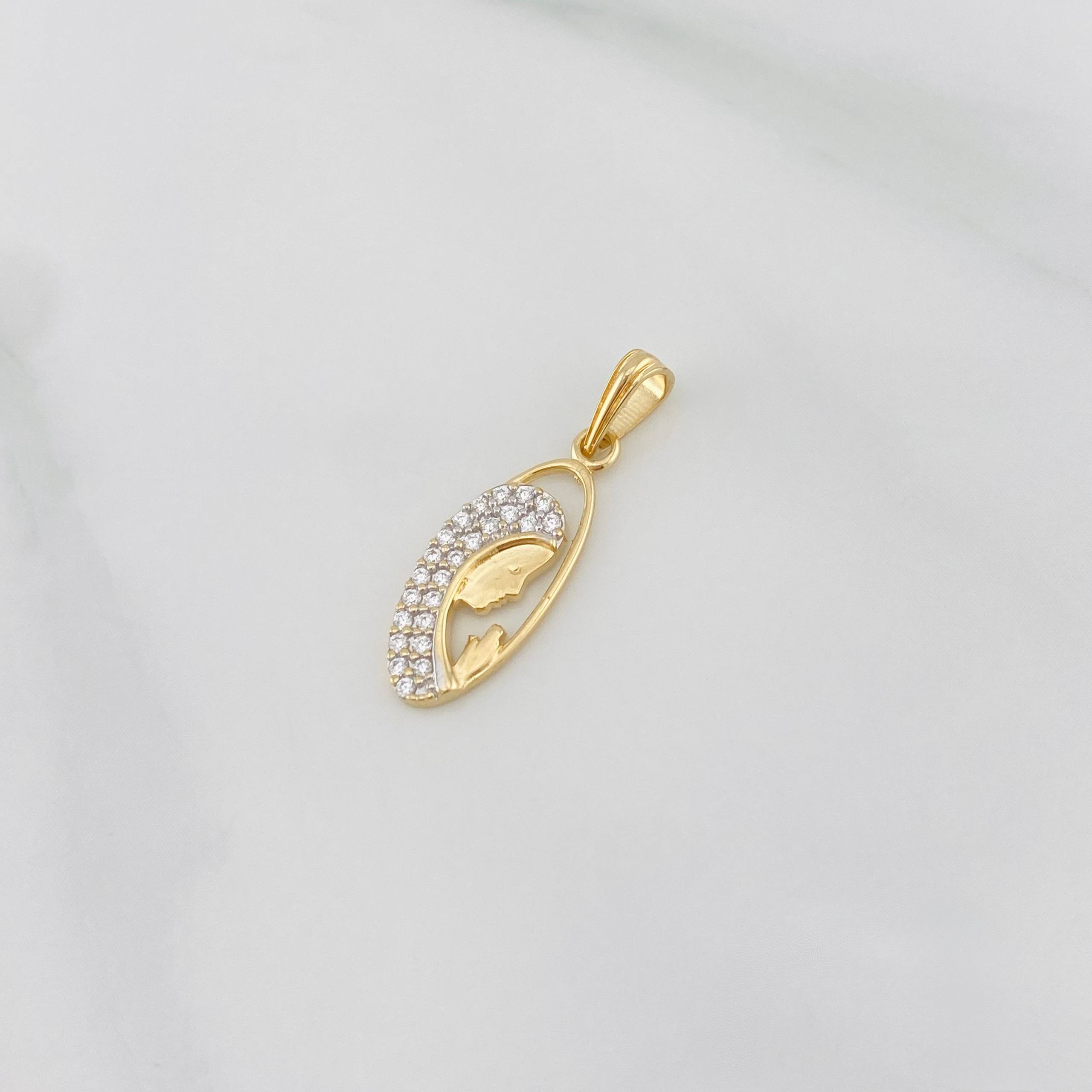 Dije Virgen 0.95g / 1 in Dos Oros Amarillo Blanco 18K
