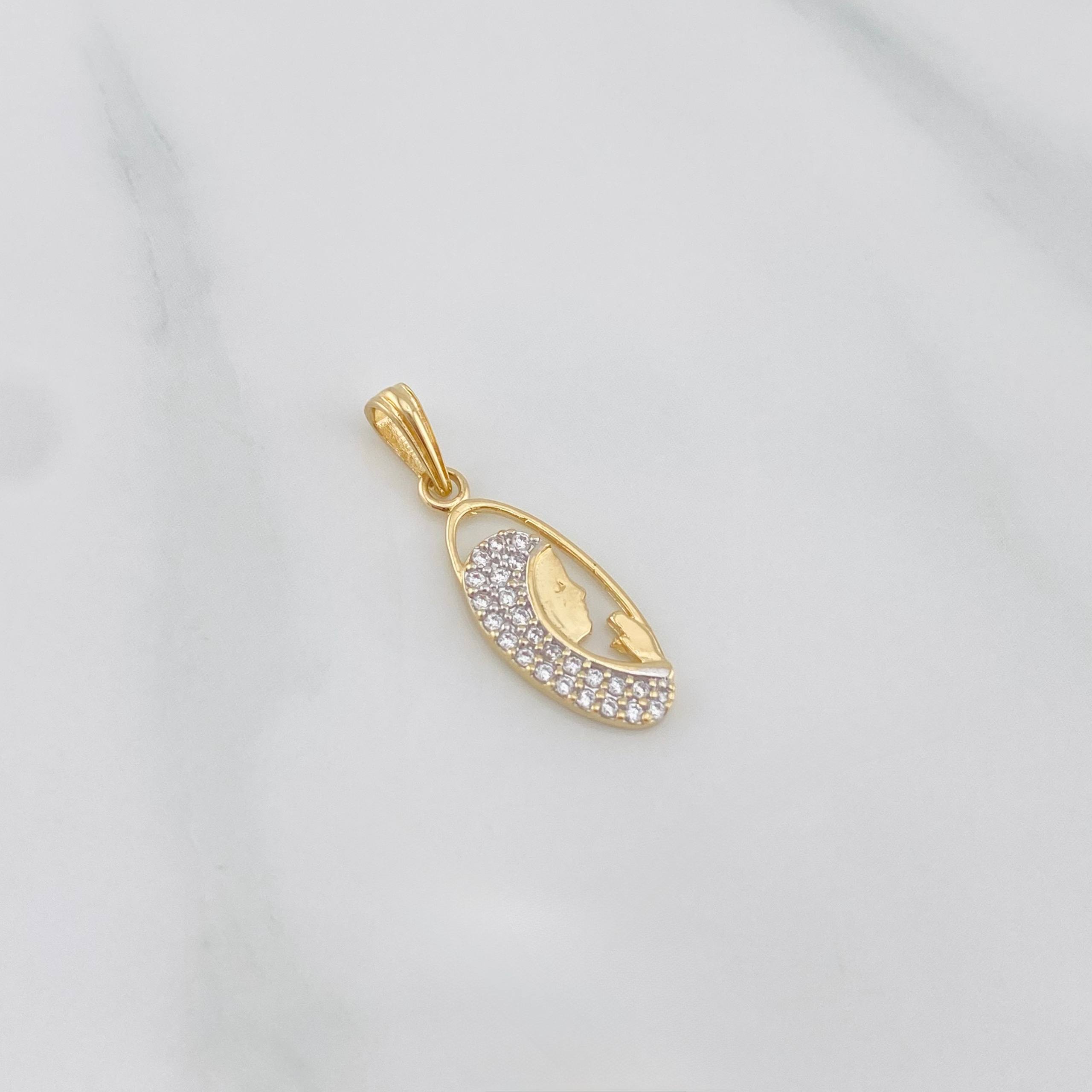 Dije Virgen 0.95g / 1 in Dos Oros Amarillo Blanco 18K