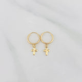 Candongas Cruz 0.6g / 3/4 in Oro Amarillo 18K