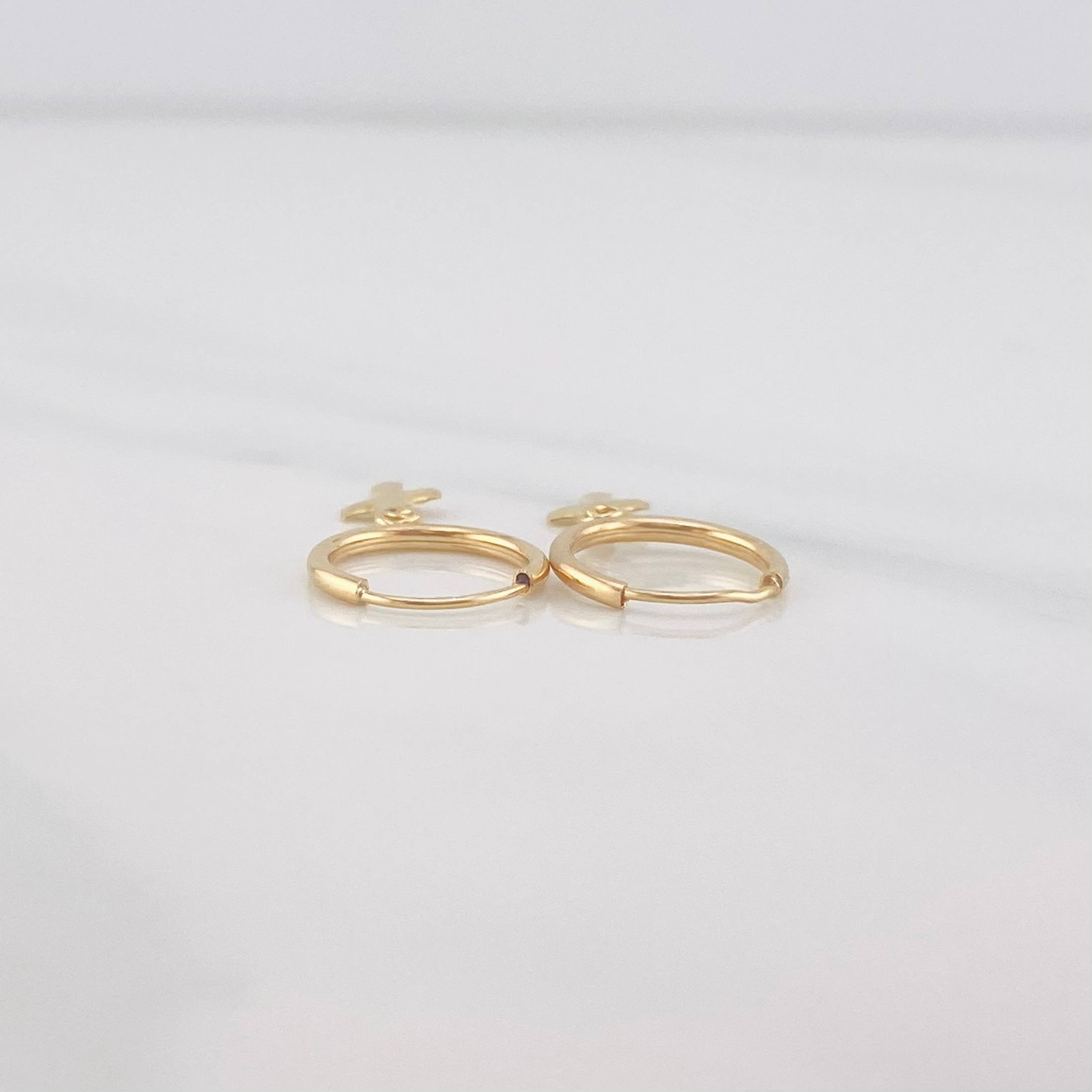 Candongas Cruz 0.6g / 3/4 in Oro Amarillo 18K