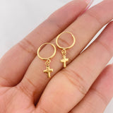 Candongas Cruz 0.6g / 3/4 in Oro Amarillo 18K
