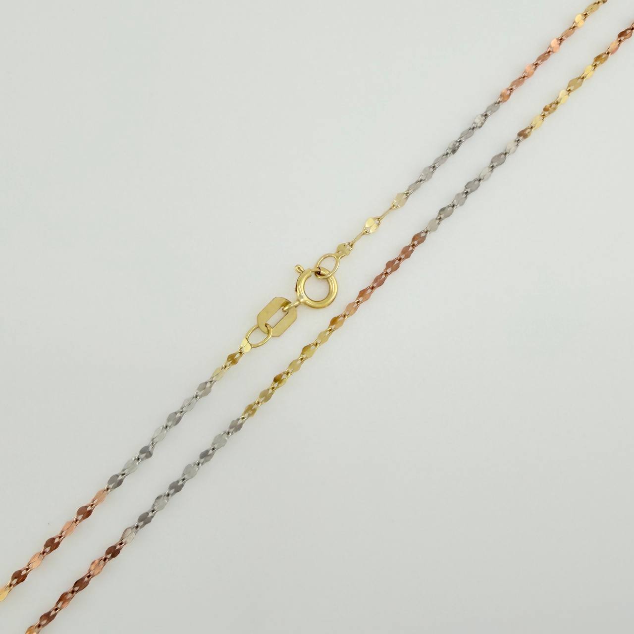 Set Chain and Pendant Mirror Flower + Cross 1.15g / 17 3/4 in / 1.52mm Three Golds 18K $