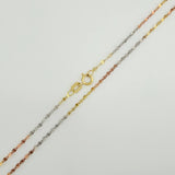 Set Chain and Pendant Mirror Flower + Cross 1.15g / 17 3/4 in / 1.52mm Three Golds 18K $