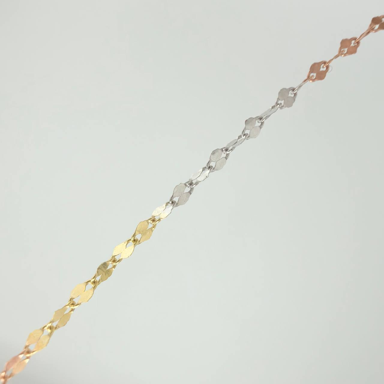 Set Chain and Pendant Mirror Flower + Cross 1.15g / 17 3/4 in / 1.52mm Three Golds 18K $