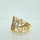 Rain of Hearts Ring 3.8g / T6 1/4 / Two Golds Yellow White 18K $