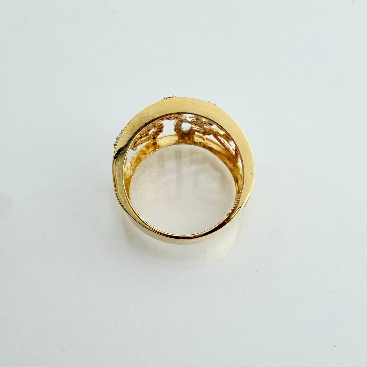 Rain of Hearts Ring 3.8g / T6 1/4 / Two Golds Yellow White 18K $