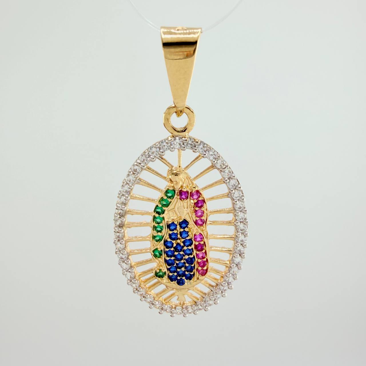 Dije Virgen De Guadalupe 2.8gr / 1 1/2 in / Dos Oros Amarillo Blanco 18K $
