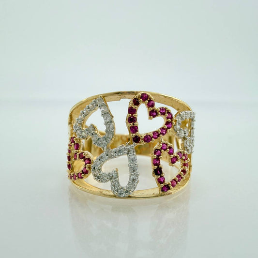 Rain of Hearts Ring 3.8g / T6 1/4 / Two Golds Yellow White 18K $