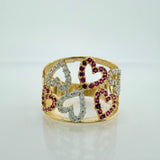 Rain of Hearts Ring 3.8g / T6 1/4 / Two Golds Yellow White 18K $