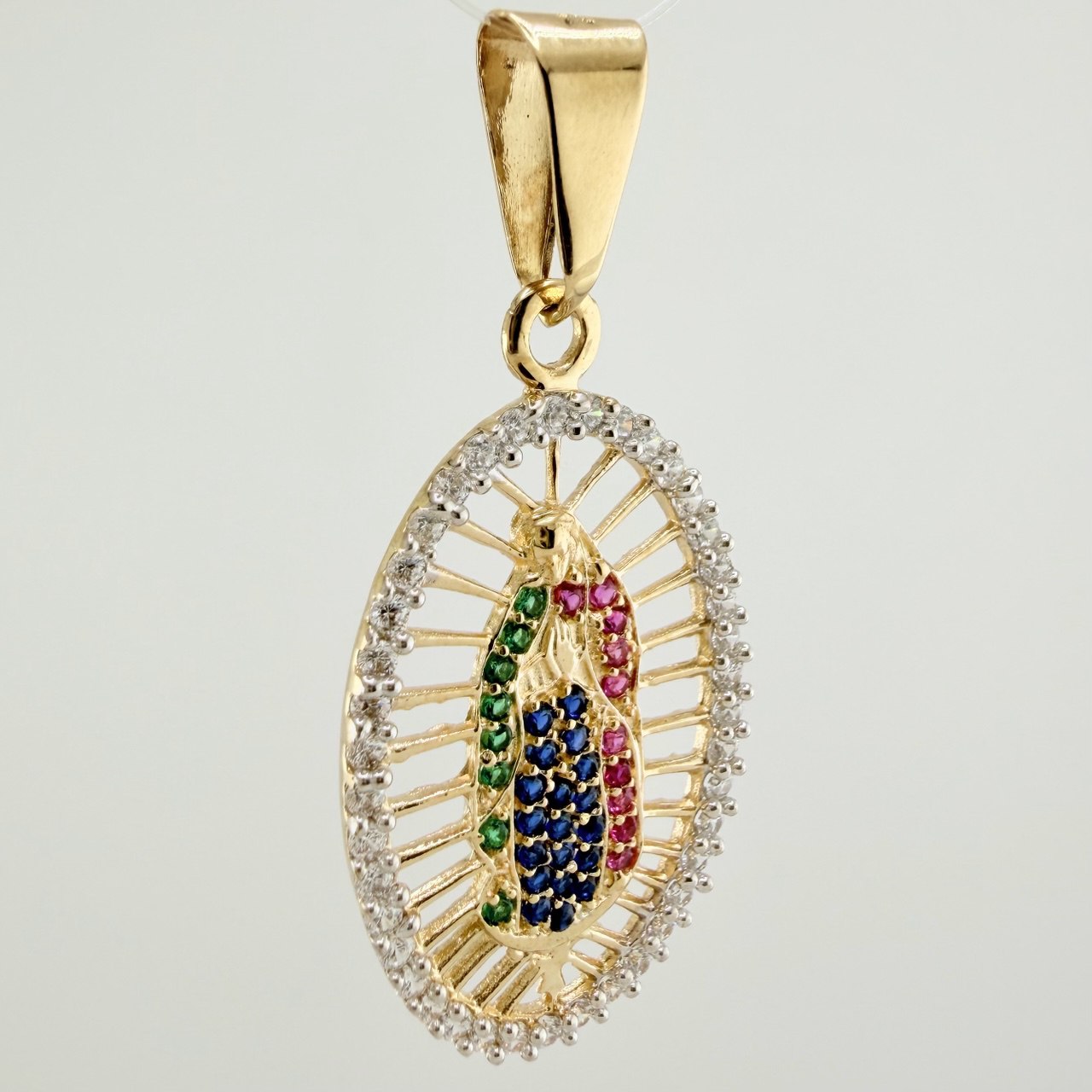 Dije Virgen De Guadalupe 2.8gr / 1 1/2 in / Dos Oros Amarillo Blanco 18K $