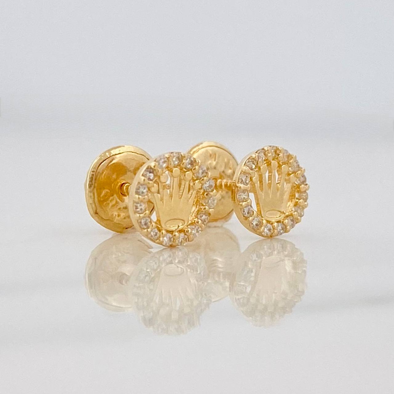 Stud Earrings Crown 0.7g / in / 5.7mm Yellow Gold 18K