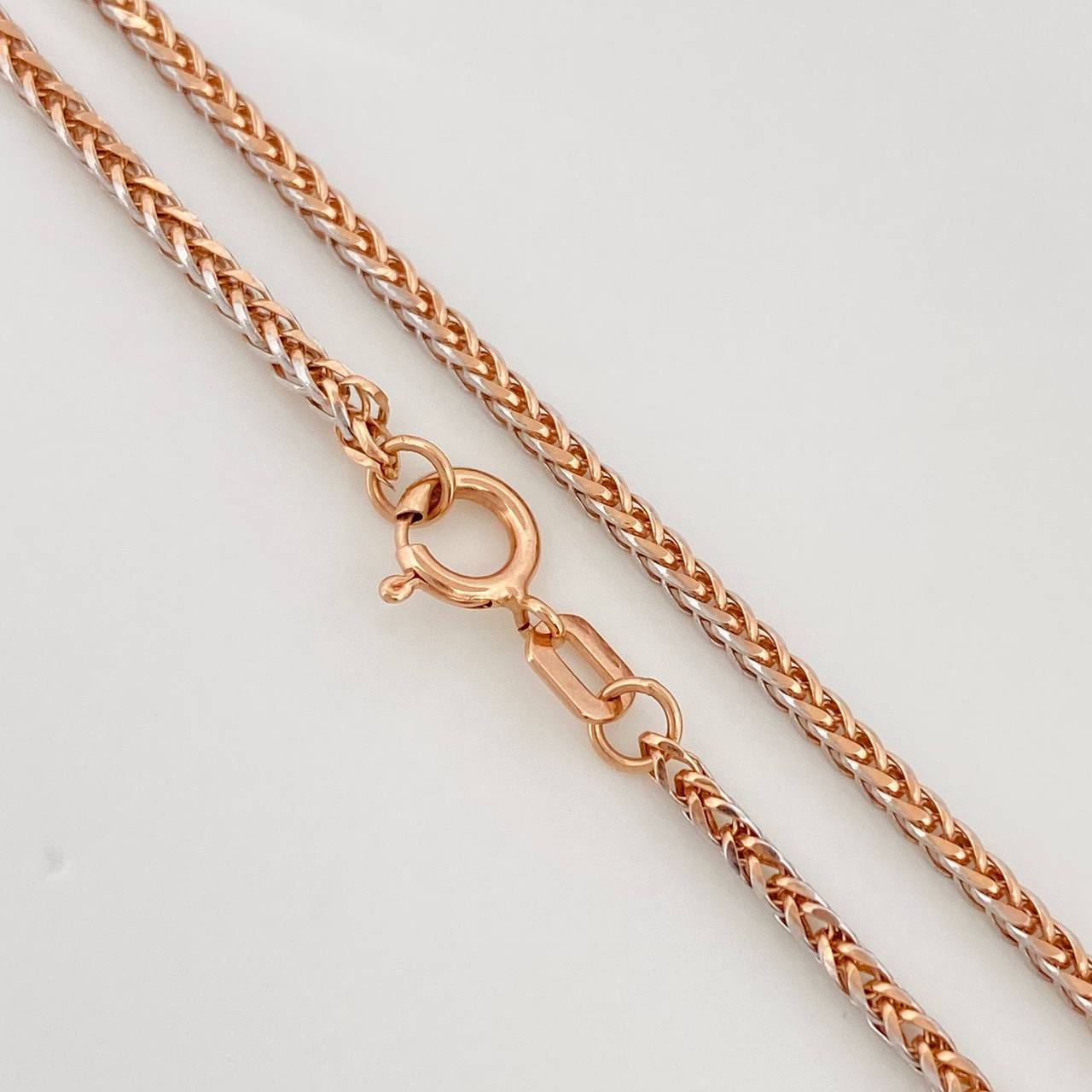 Cadena Franco 2.55g / 24 in / 1.4mm Dos Oros Blanco Rosa 18K