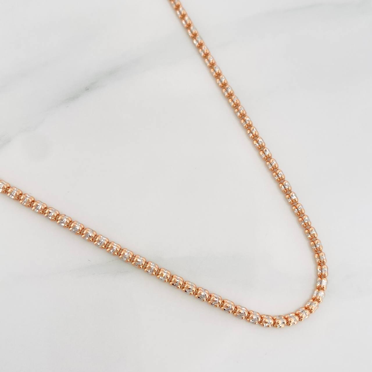 Ice Chain 12.6g / 22 in / 2.42mm Two-Tone White Rose 18K