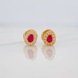 Drop Halo Stud Earrings 0.65g / in / 5.3mm Yellow Gold 18K