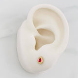 Drop Halo Stud Earrings 0.65g / in / 5.3mm Yellow Gold 18K