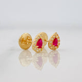 Drop Halo Stud Earrings 0.65g / in / 5.3mm Yellow Gold 18K