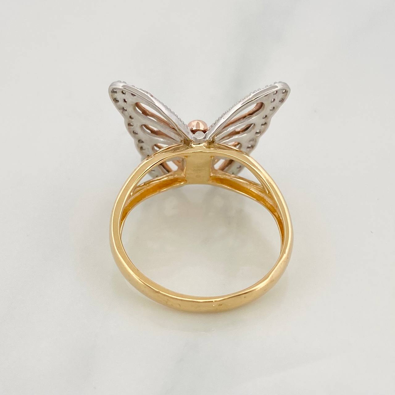 Butterfly Ring 4.7g / T7 1/4 Three-Tone Gold 18K