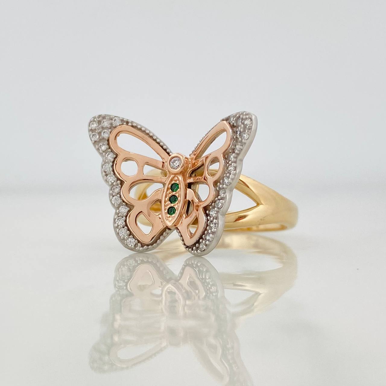 Butterfly Ring 4.7g / T7 1/4 Three-Tone Gold 18K