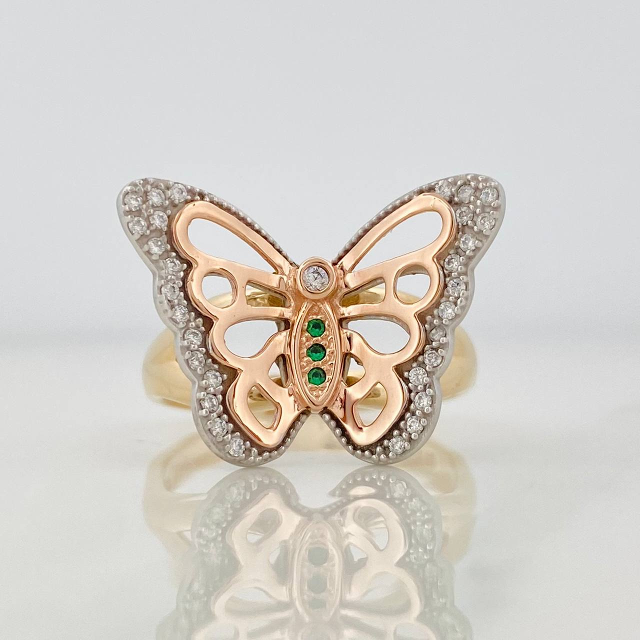 Butterfly Ring 4.7g / T7 1/4 Three-Tone Gold 18K