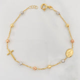 Pulso Modulable Denario Virgen Milagrosa Cruz 1.95g / 6 3/4 in - 6 3/4 in / 3mm Tres Oros 18K