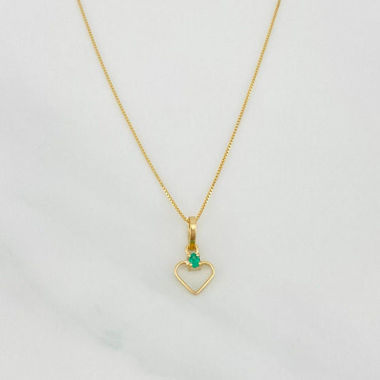 Set Cadena Veneciana + Dije Corazon Esmeralda 0.02pts / 1.3g / 16 in Oro Amarillo 18K