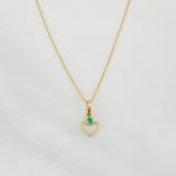 Set Venetian Chain + Emerald Heart Pendant 0.02pts / 1.3g / 15 3/4 in 18K Yellow Gold