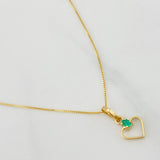 Set Venetian Chain + Emerald Heart Pendant 0.02pts / 1.3g / 15 3/4 in 18K Yellow Gold