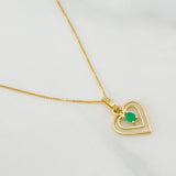 Venetian Chain Set + Palpito Heart Pendant Emerald 0.05pts / 1.5g / 15 3/4 in 18K Yellow Gold