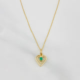 Venetian Chain Set + Palpito Heart Pendant Emerald 0.05pts / 1.5g / 15 3/4 in 18K Yellow Gold