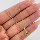 Venetian Chain Set + Palpito Heart Pendant Emerald 0.05pts / 1.5g / 15 3/4 in 18K Yellow Gold