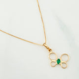 Set Cadena Veneciana + Dije Mariposa Esmeralda 0.06pts / 1.55g / 15 3/4 in Oro Amarillo 18K
