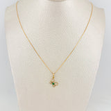 Set Cadena Veneciana + Dije Mariposa Esmeralda 0.06pts / 1.55g / 15 3/4 in Oro Amarillo 18K