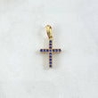 Dije Cruz 1.35gr / 2.3cm / Circones Blancos Azules Oro Amarillo 18K *