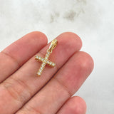 Dije Cruz 1.35gr / 2.3cm / Circones Blancos Azules Oro Amarillo 18K *