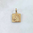 Pendant Indian Marco Cuadricular 4.75gr / 2.2cm / Textured Smooth Edge 18K Yellow Gold *