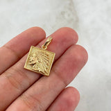 Pendant Indian Marco Cuadricular 4.75gr / 2.2cm / Textured Smooth Edge 18K Yellow Gold *