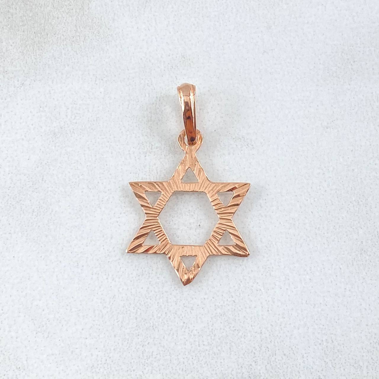 Dije Estrella De David 0.8gr / 2.5cm / Diamantada Oro Rosa 18K *