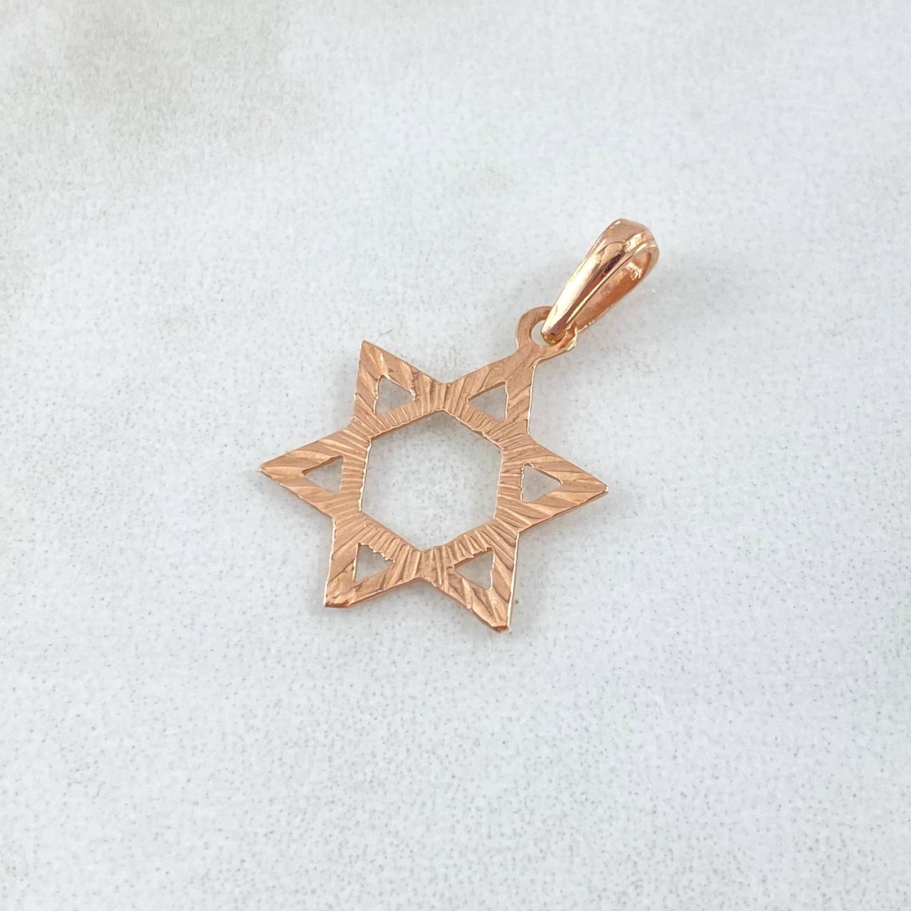 Dije Estrella De David 0.8gr / 2.5cm / Diamantada Oro Rosa 18K *