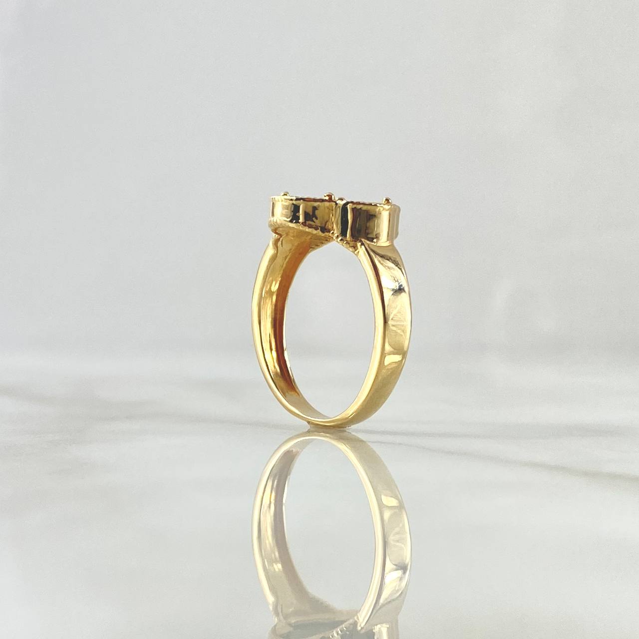 Anillo Trebol VCyA 4.05gr / T8 / 14mm Malaquita Verde Punteada Oro Amarillo Nac.Esp. 18K *