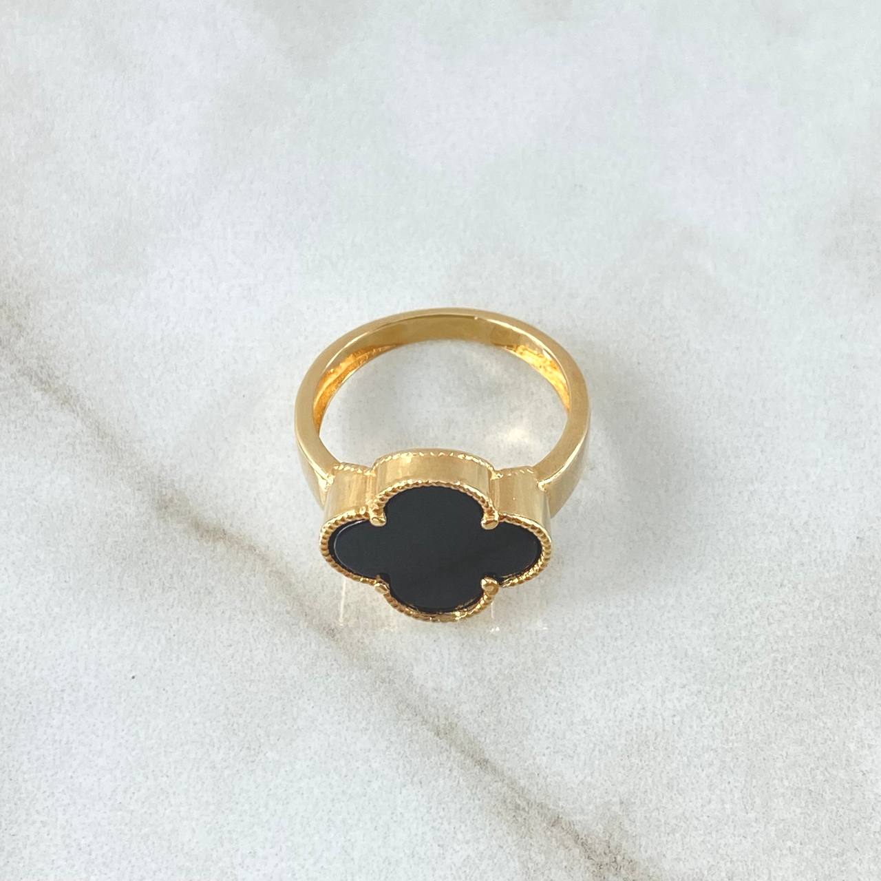 Treból Ring VCyA 3.8gr / T6 1/4 / 14.6mm Black Onyx Dotted Yellow Gold Special Nac. 18K
