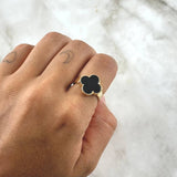 Treból Ring VCyA 3.8gr / T6 1/4 / 14.6mm Black Onyx Dotted Yellow Gold Special Nac. 18K