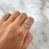 Double Base Tiara Ring 2.75gr / Size 7 / White and Green Zircons 18K Yellow Gold *