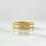 Double T Ring 5.25gr / T6 3/4 / White Zircons 18K Yellow Gold *