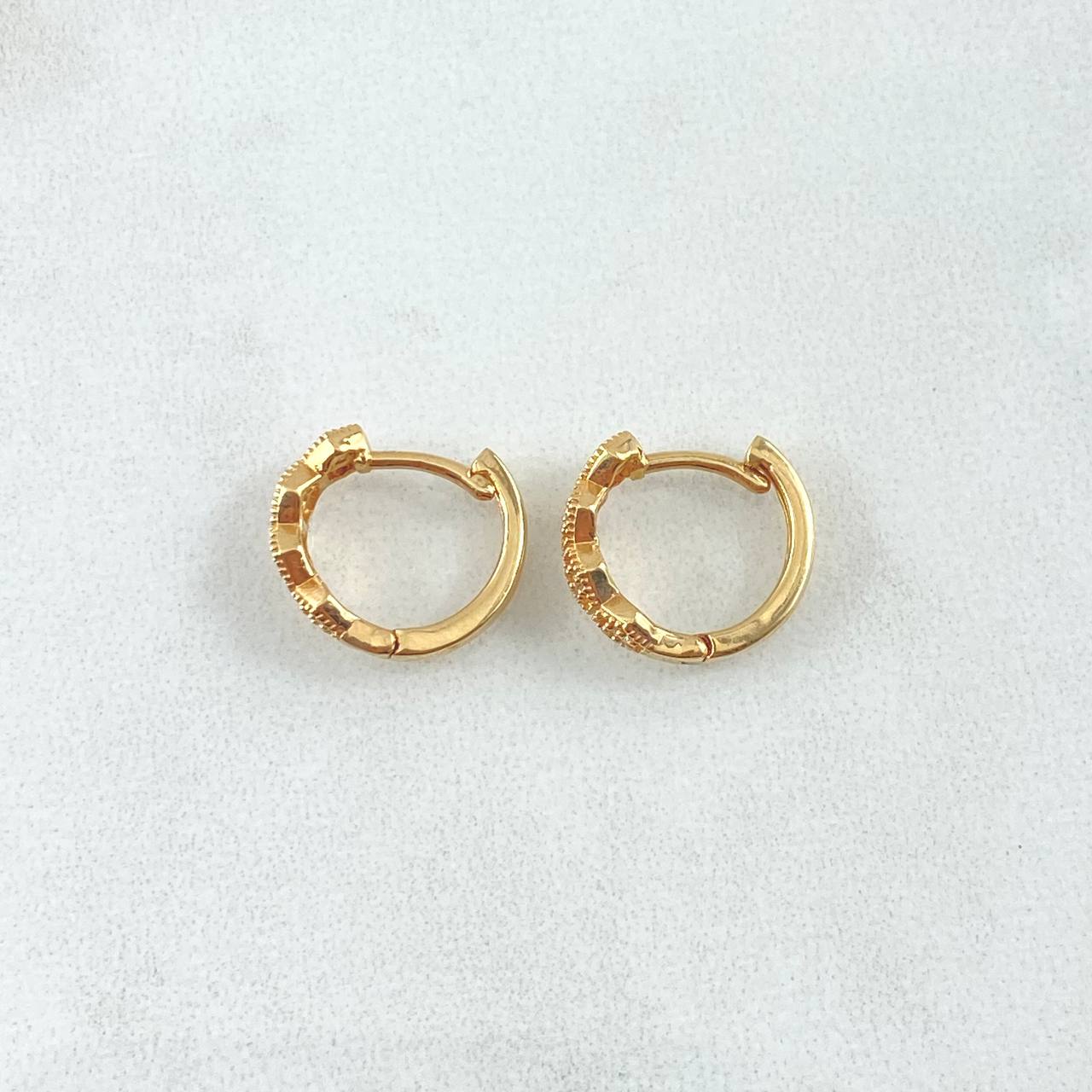 Hoop Earrings Honeycomb 2.2gr / White Zircons 18K Yellow Gold *