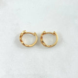 Hoop Earrings Honeycomb 2.2gr / White Zircons 18K Yellow Gold *
