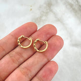 Hoop Earrings Honeycomb 2.2gr / White Zircons 18K Yellow Gold *