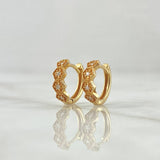 Hoop Earrings Honeycomb 2.2gr / White Zircons 18K Yellow Gold *